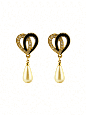 Vintage 1980s Napier Sculptural Loop Earrings with Pearl Drop