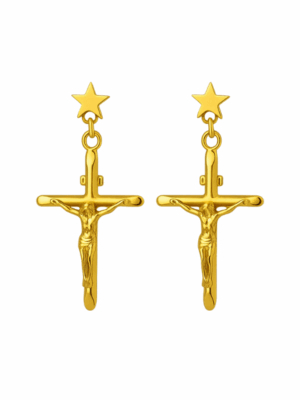 Vintage 18ct Gold Crucifix Earrings