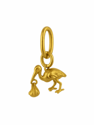 Vintage 9ct Gold Stork Baby Charm Pendant