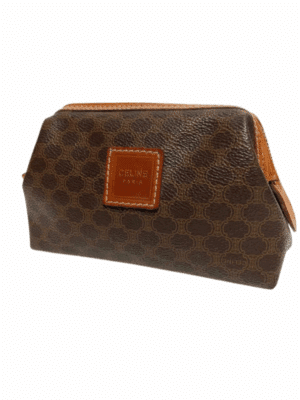 Vintage Celine Mini Cosmetic Pouch – Macadam Triomphe PVC with Leather Trim
