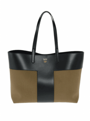 Tom Ford Leather Tote Bag – Oversized Black & Canvas, Brand New with Tags