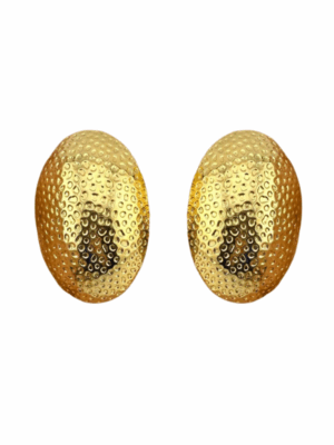 1980s Vintage Hammered Gold Dome Clip-On Earrings
