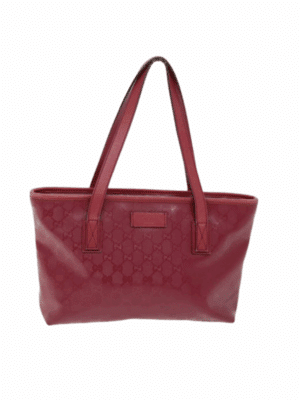Gucci vintage GG Supreme red leather tote front view
