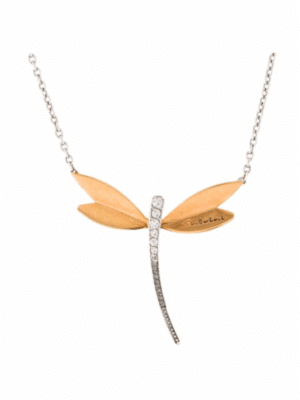 Vintage Salvini Gold Diamond Dragonfly Necklace