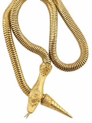 Vintage 1950s Egyptian Revival Gold Snake Collar Necklace