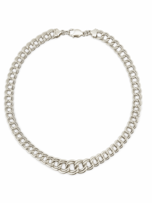 Vintage 1970s Sterling Silver Double Chain Link Necklace
