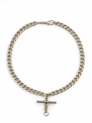Vintage Sterling Silver T-Bar Curb Chain Necklace