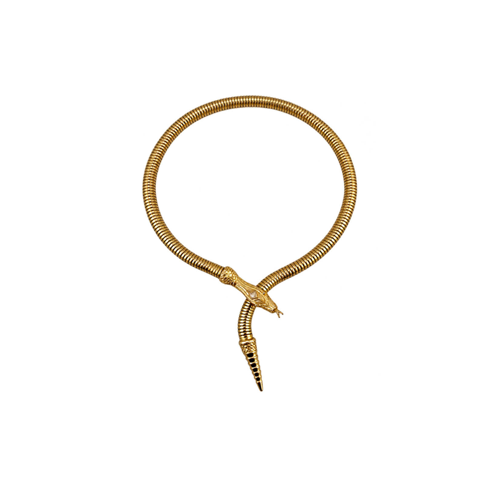 Gas Pip Snake Necklace 1 Vintage 1950s Gold Snake Collar Necklace
