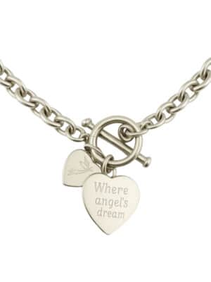 Vintage Serling Silver Heart Charm Toggle Necklace