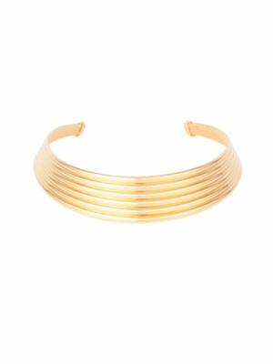 Vintage Monet Gold Ribbed Statement Collar Necklace