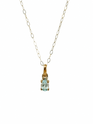 Vintage 9ct Gold Aquamarine Pendant Necklace