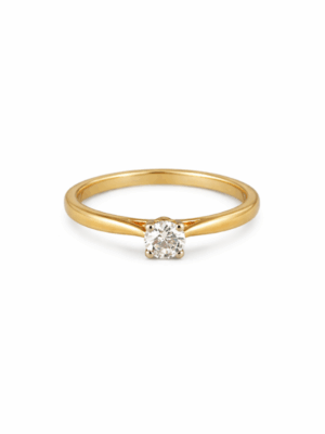18ct Solid Yellow Gold Solitaire Engagement Ring