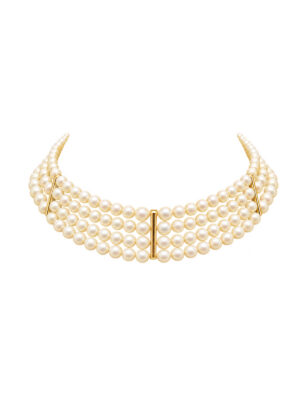 1960s Vintage Four Strand Faux Pearl Necklace