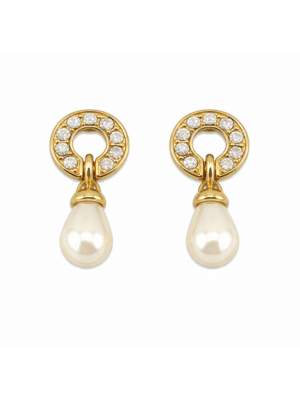 Vintage Monet Gold Pearl Drop Halo Earrings