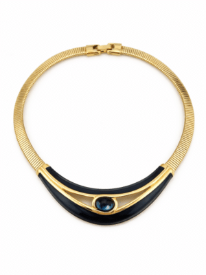 Vintage 1980s Napier Gold Omega Choker Necklace