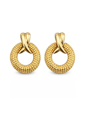 Vintage 1980s Napier Gold Door Knocker Earrings