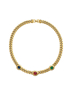 Christian Dior GROSSE 1970s Ruby Sapphire Emerald Necklace