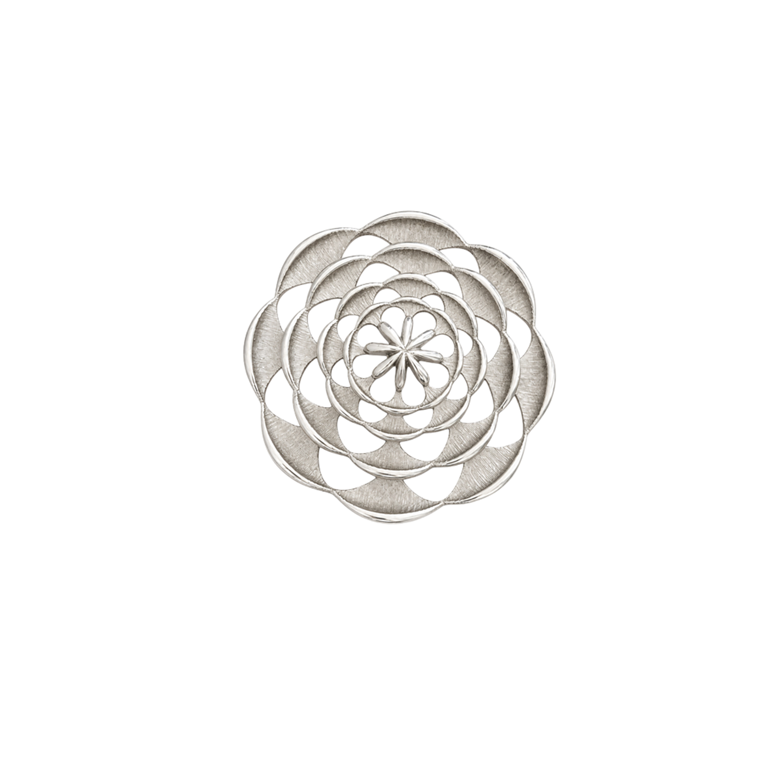 Vintage Sarah Cov Silver round brooch front view Vintage Sarah Coventry Silver Modernist Brooch