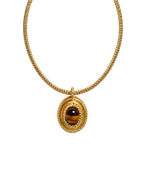 Vintage Grosse 1972 Tiger's Eye Pendant Necklace