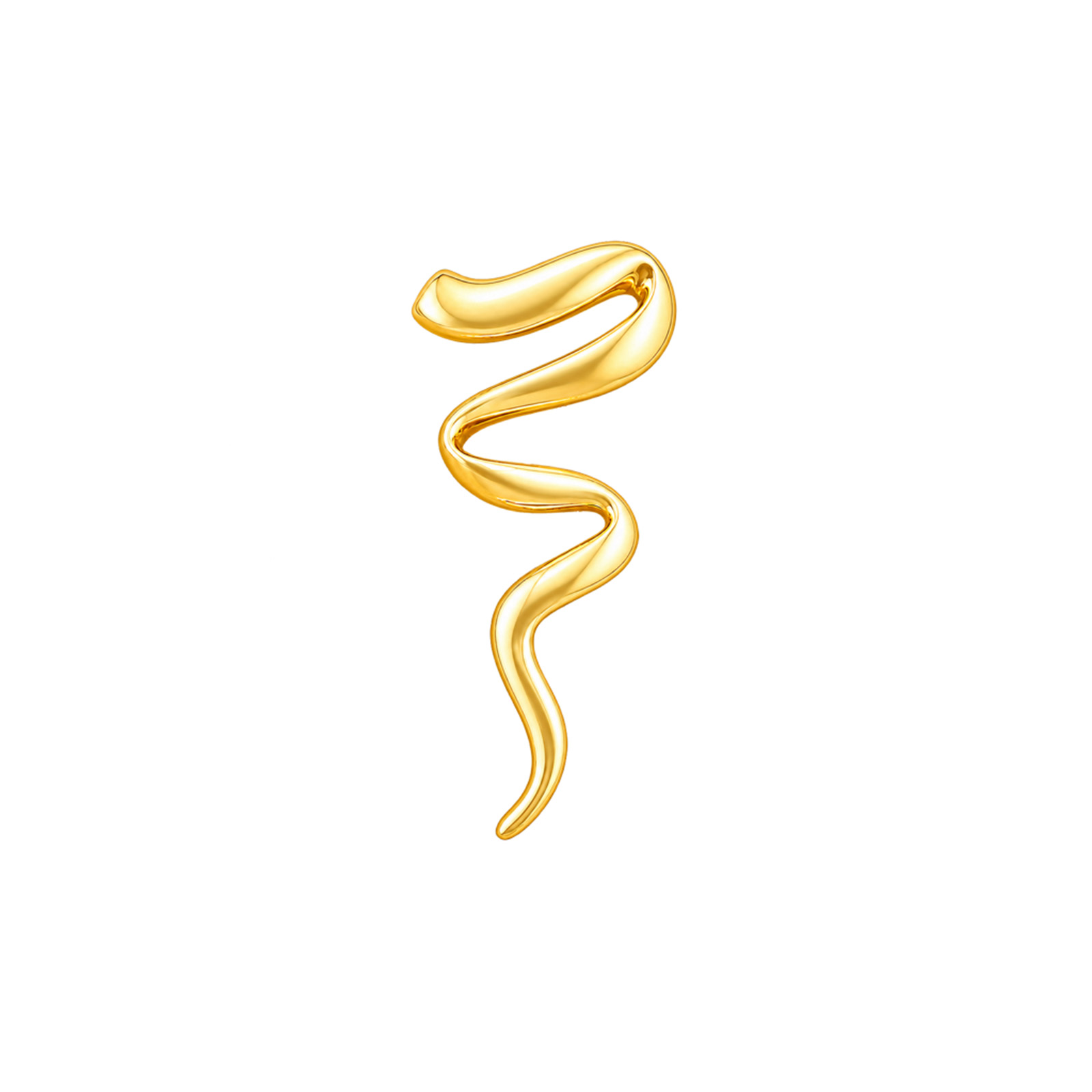 Gold Abstract Snake Brooch Front Vintage 1980s Gold Abstract Snake Brooch