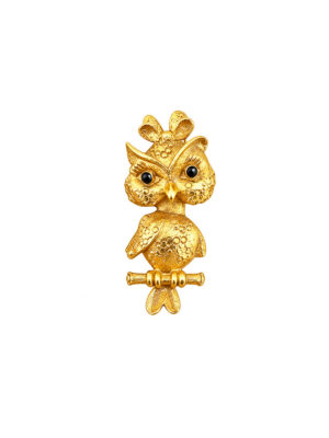 Vintage 1980s Gold Owl Brooch