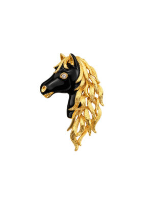 Vintage 1980s Gold Horse Head Brooch