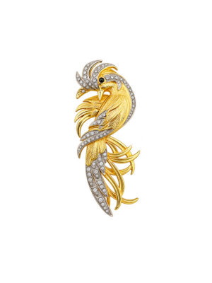 Vintage 1980s Phoenix Bird Gold Silver Brooch