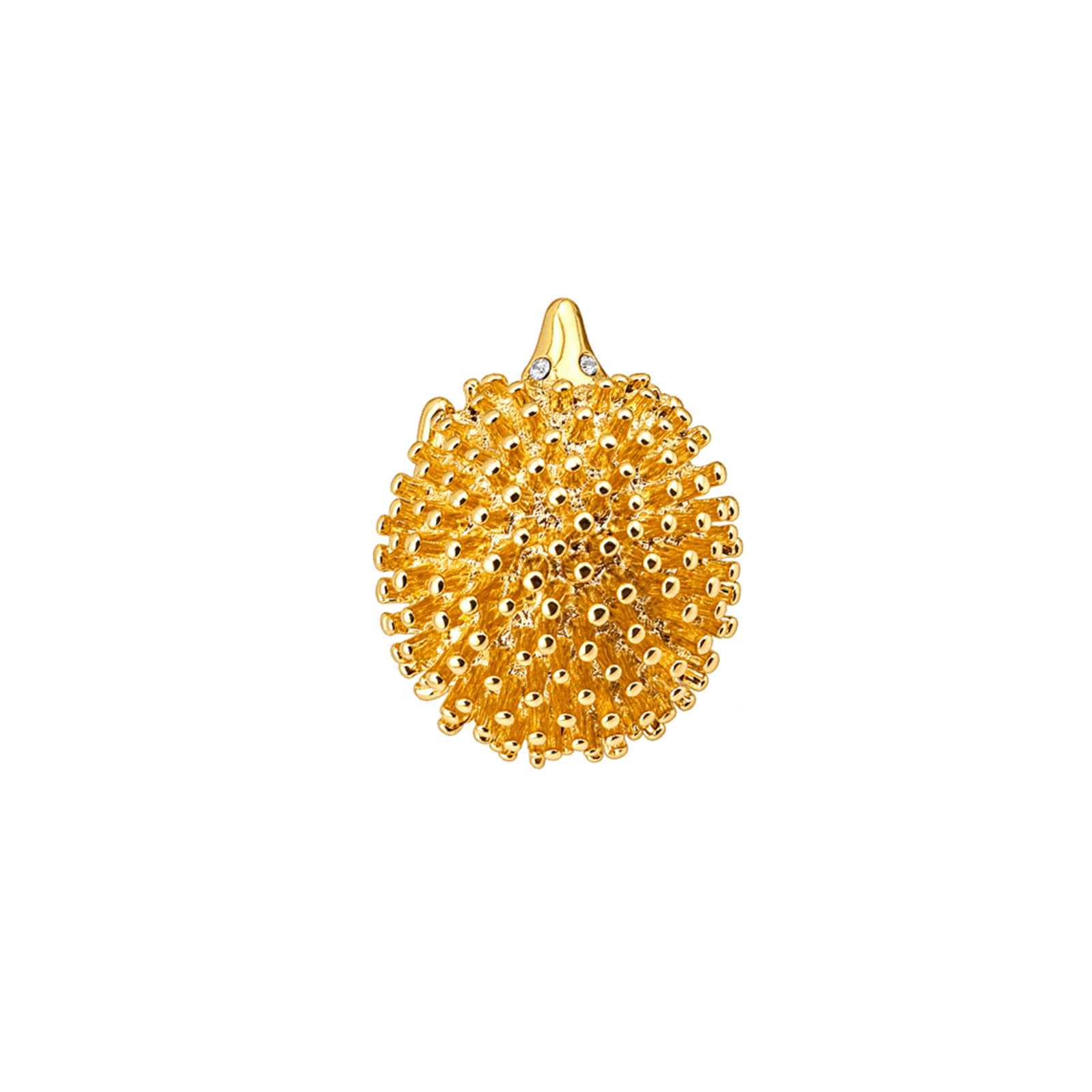 Gold Heagehug Brooch Front Vintage 1980s Gold Hedgehog Brooch