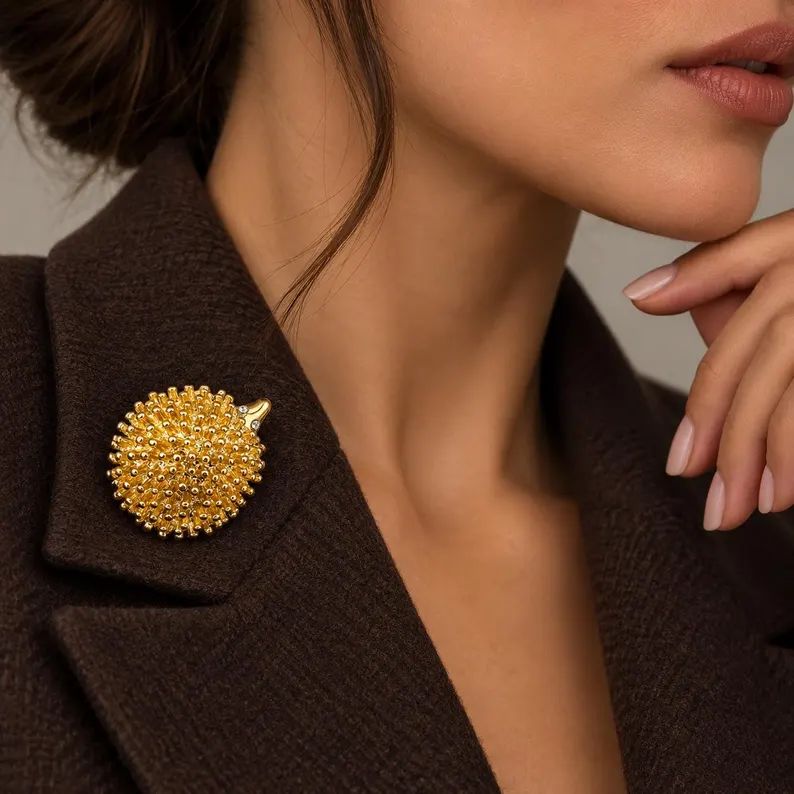 Gold Hedgehog Brooch