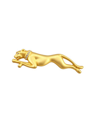 Vintage 1980s Sculptural Gold Panther Brooch