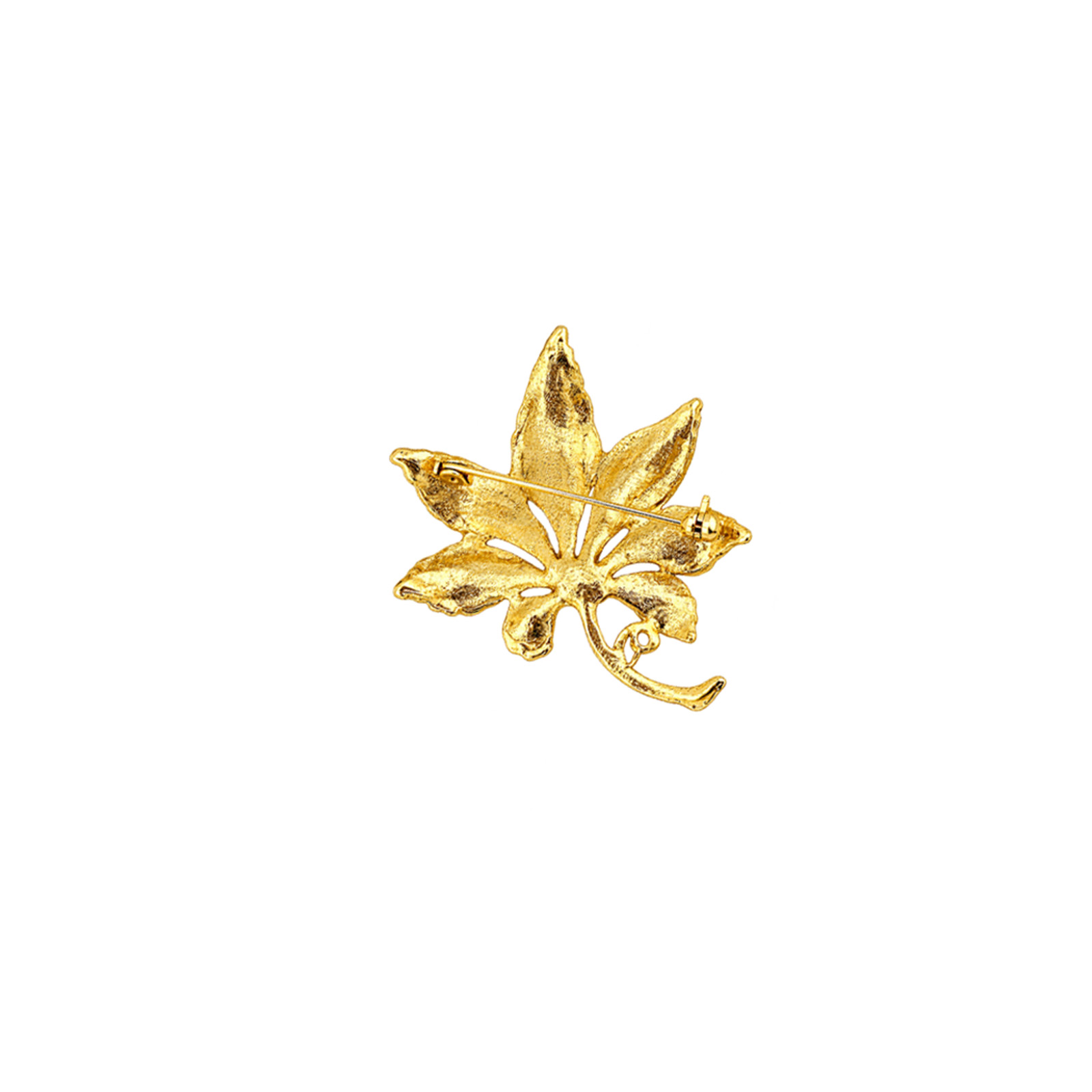 Gold Leaf Pearl Brooch Back