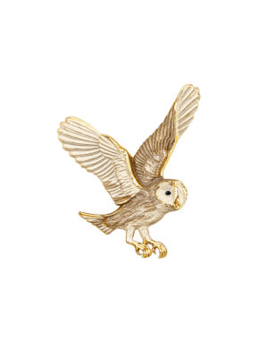 Vintage 1980s Oversized Flying Owl Brooch