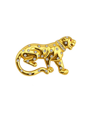 Vintage Oversized Gold Leopard Brooch 1980s