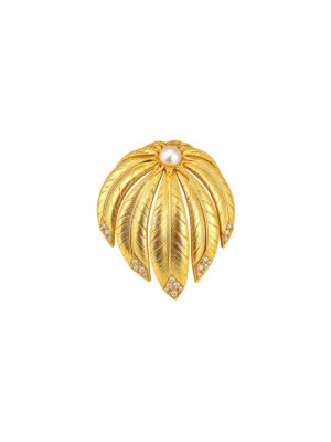 Vintage Sphinx Gold Leaf Brooch 1970s