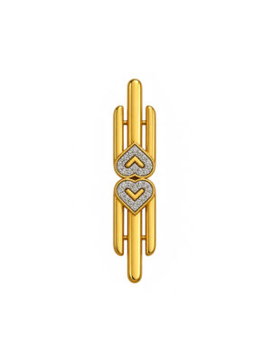 Monet Gold Double Heart Bar Brooch 1980s