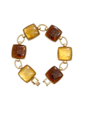 Vintage Monet Gold Geometric Link Bracelet 1950s