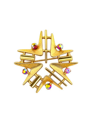 Vintage 1980s Gold Abstract Star Brooch