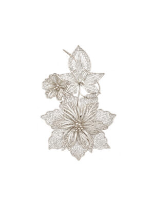 Vintage Sterling Silver Filigree Floral Spray Brooch