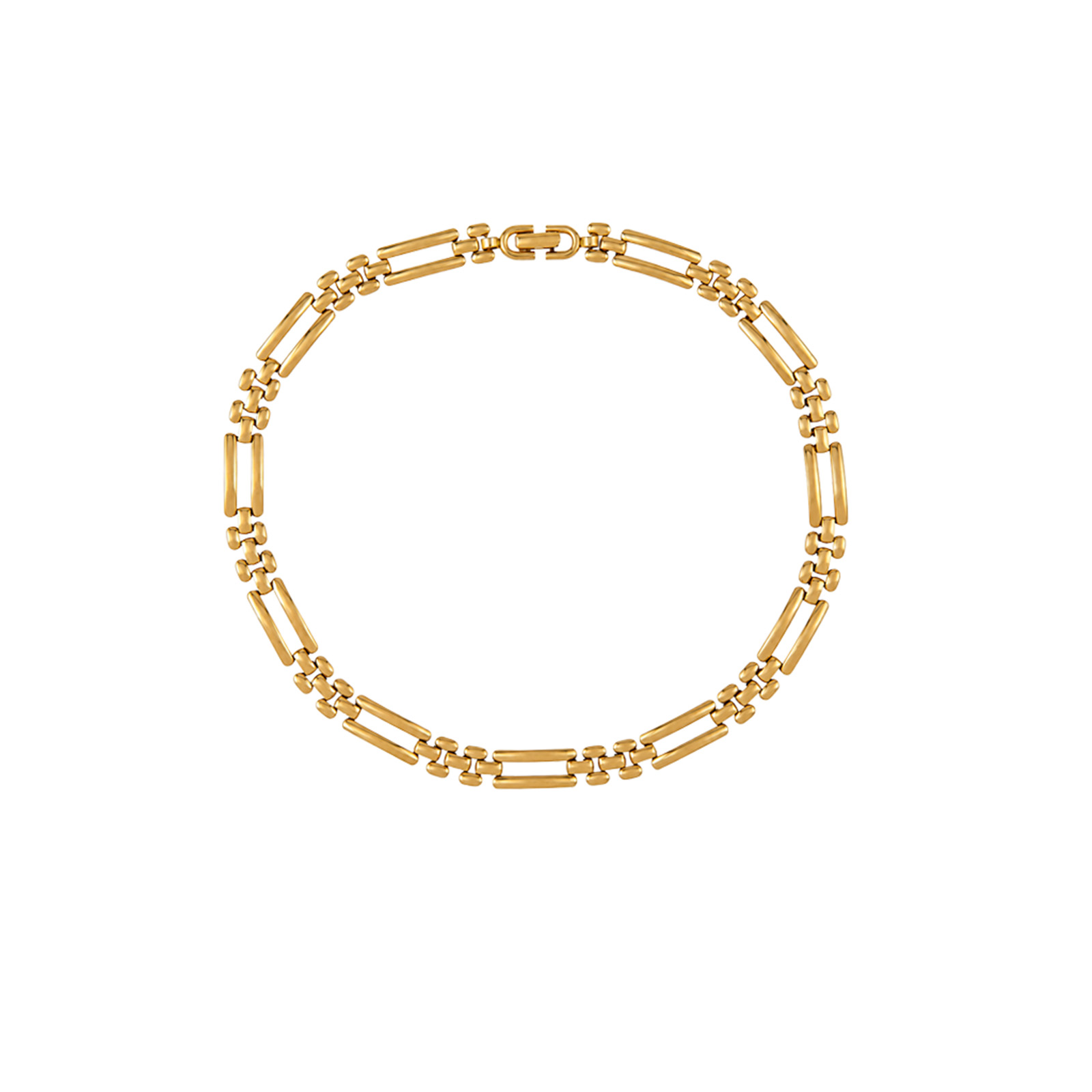 Vintage Monet Watchband Collar Front Vintage Monet Gold Watchband Collar 1970s